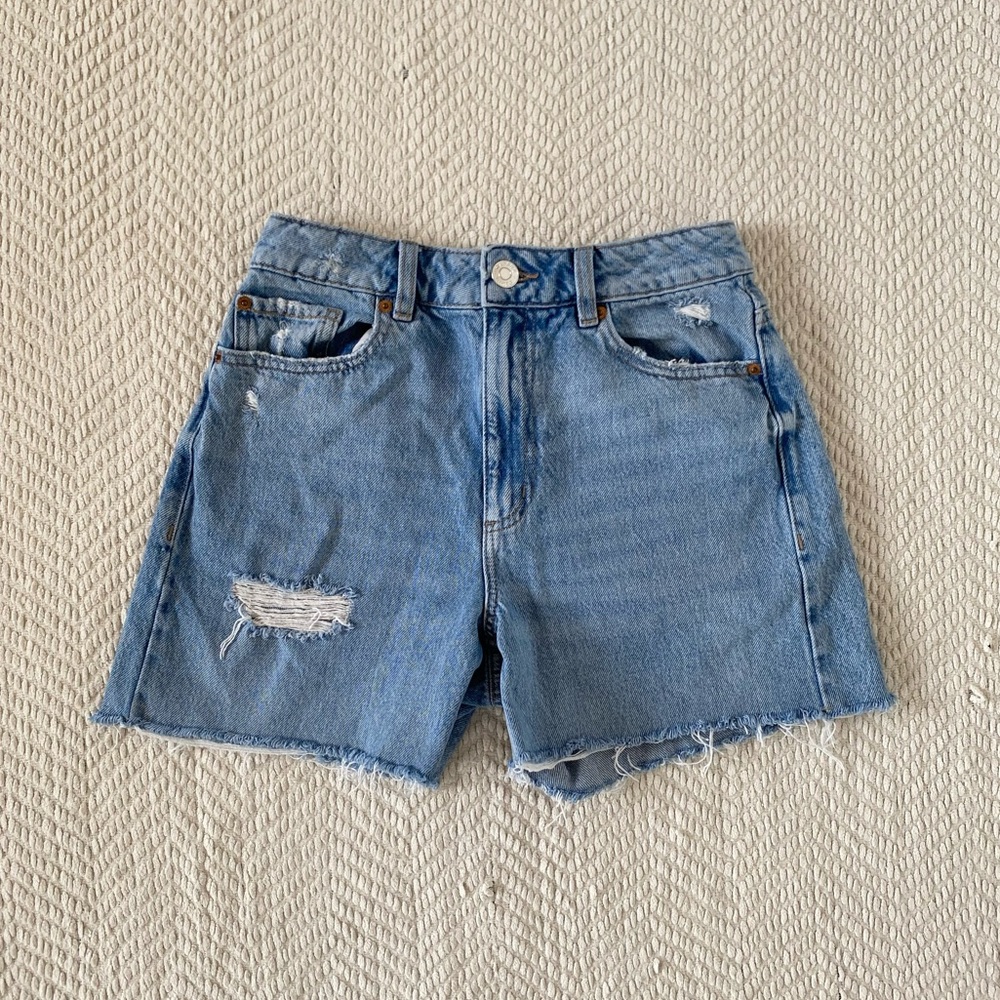 Garage Street Wide Leg Ripped Denim Shorts